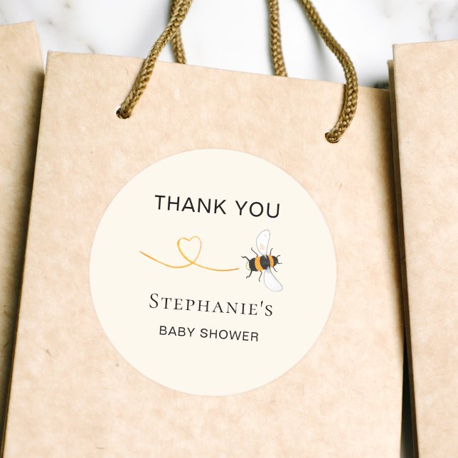 Pegatina Redonda Bee Baby Shower Gracias (Subido por el creador)