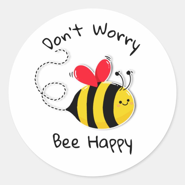 Pegatina Redonda Bee Button badge No te preocupes abeja feliz (Anverso)