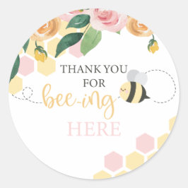 Pegatina Redonda Bee Day Bumblebee Birthday Gracias