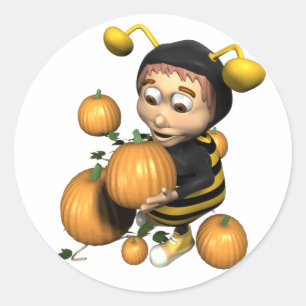 Pegatina Redonda Bee de calabaza