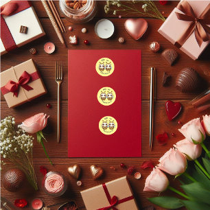 Pegatina Redonda BEE de San Valentín