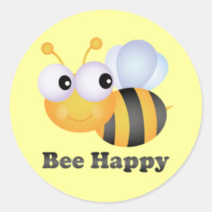 Pegatina Redonda Bee Happy