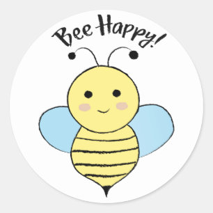 Pegatina Redonda Bee Happy