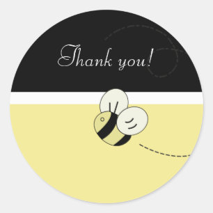 Pegatina Redonda BEE HAPPY Bumble Bee Favor Pegatinas