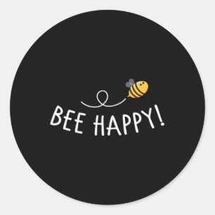 Pegatina Redonda Bee Happy - La muerte de las abejas y la protecció