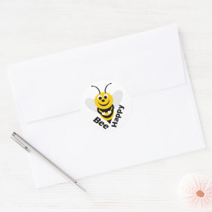 Pegatina Redonda Bee Happy Round