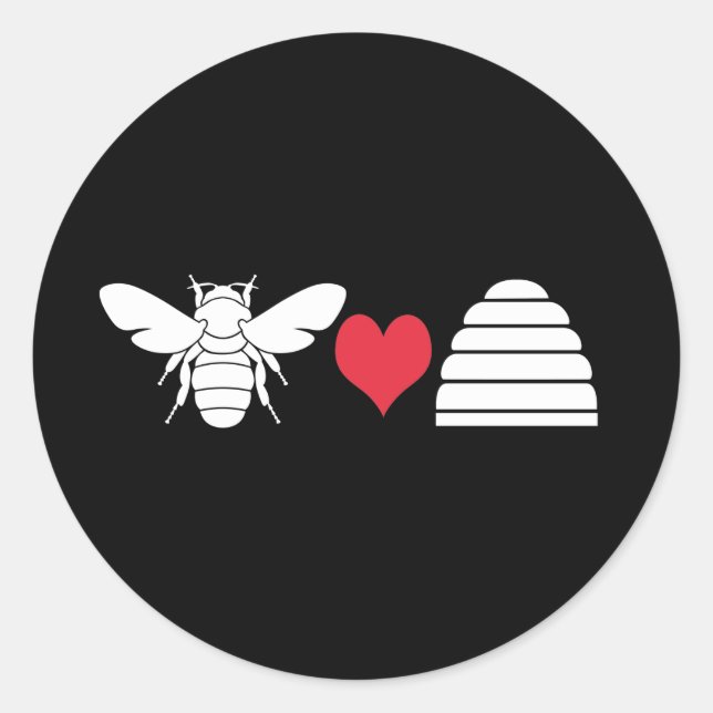 Pegatina Redonda Bee Heart Hive (Anverso)