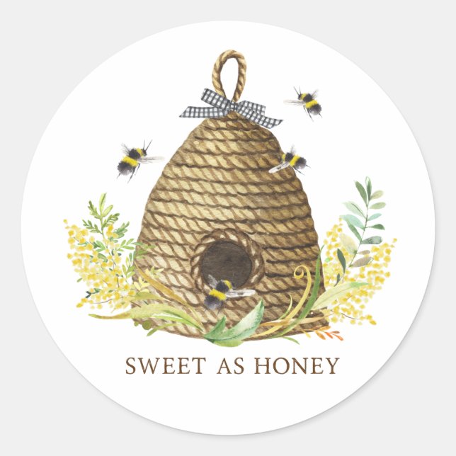 Pegatina Redonda Bee Hive Sweet as Honey (Anverso)