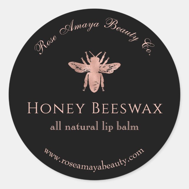 Pegatina Redonda Bee Honey Beeswax Rosa Gold Beaumetic (Anverso)