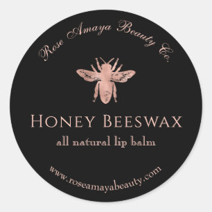 Pegatina Redonda Bee Honey Beeswax Rosa Gold Beaumetic
