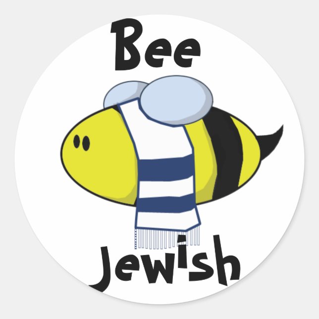 Pegatina Redonda "Bee Jewish" (Anverso)