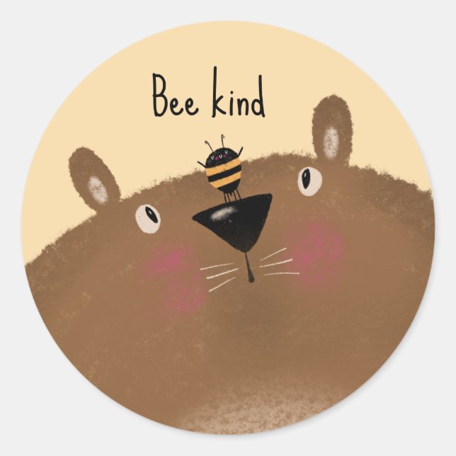 Pegatina Redonda Bee Kind (Anverso)