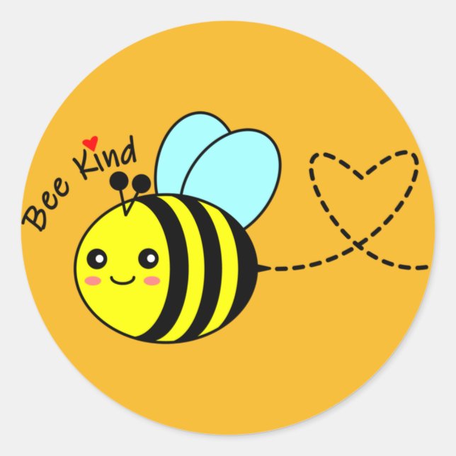 Pegatina Redonda Bee Kind (Anverso)