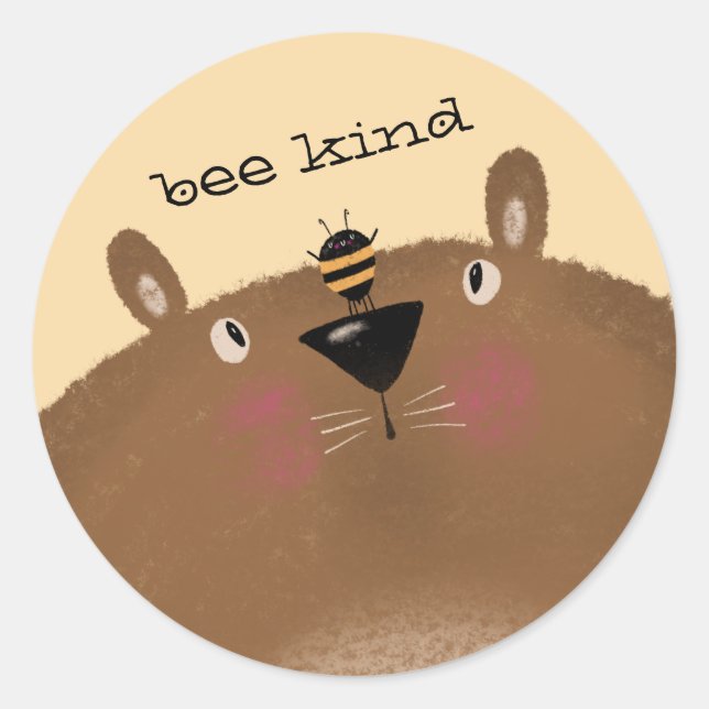 Pegatina Redonda Bee Kind (Anverso)