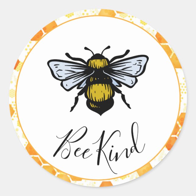 Pegatina Redonda Bee Kind (Anverso)