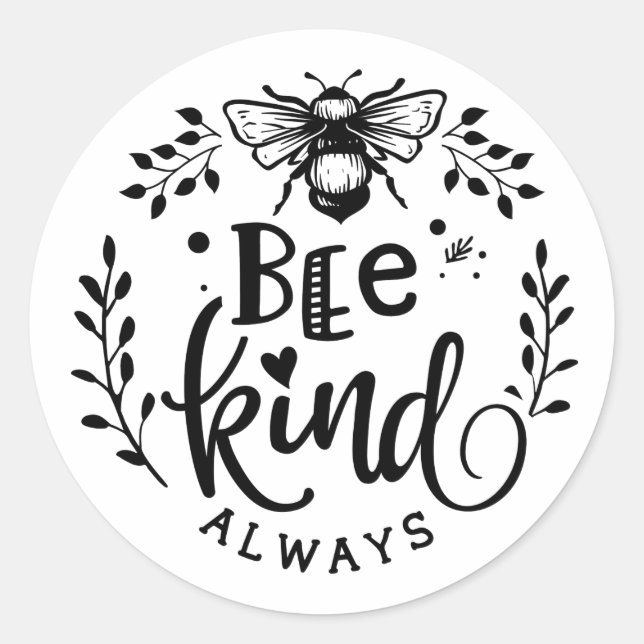 Pegatina Redonda Bee Kind Always Bumblebee (Anverso)