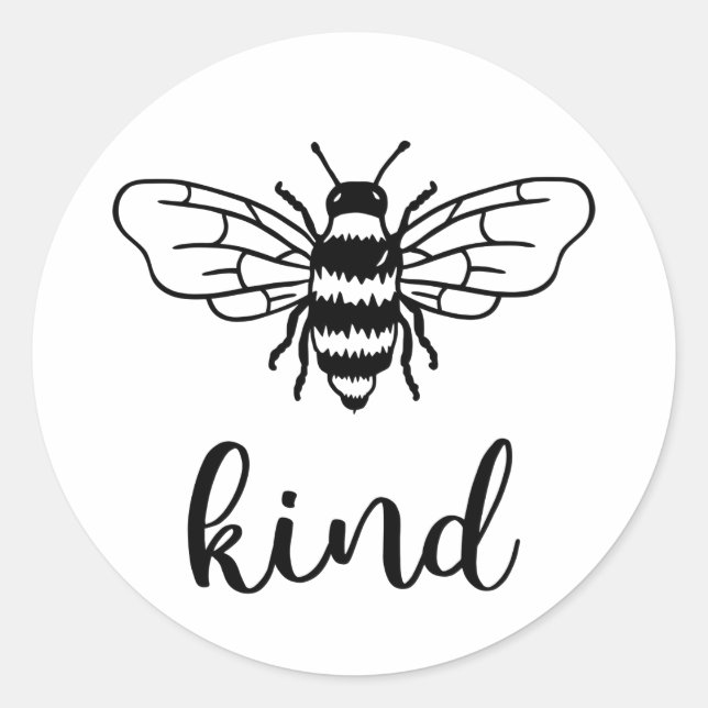 Pegatina Redonda Bee Kind Black (Anverso)