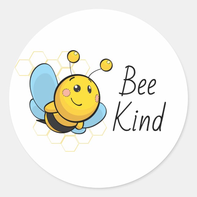 Pegatina Redonda Bee Kind Cute (Anverso)