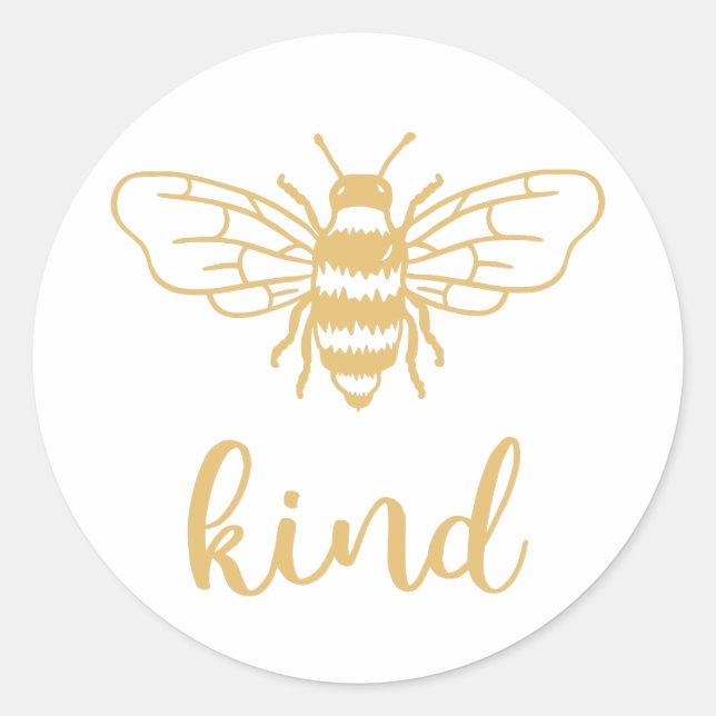 Pegatina Redonda Bee Kind Gold (Anverso)