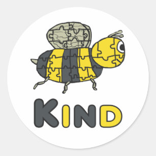 Pegatina Redonda Bee Kind Puzzle