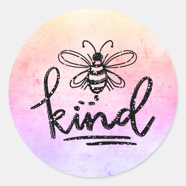 Pegatina Redonda Bee Kind Rainbow Ombre (Anverso)