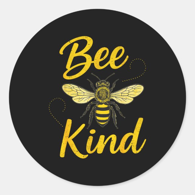 Pegatina Redonda Bee Kind Sitive Quote Cute Funny Design For Kids  (Anverso)