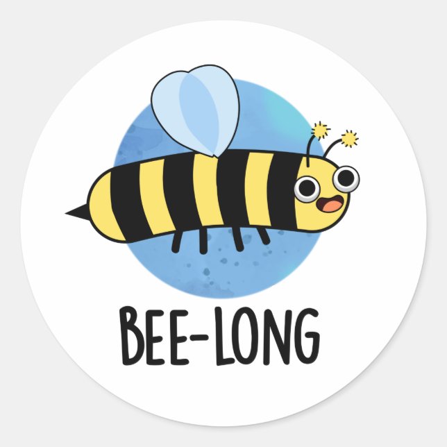 Pegatina Redonda Bee-long Funny Long Insect Bee Pun (Anverso)