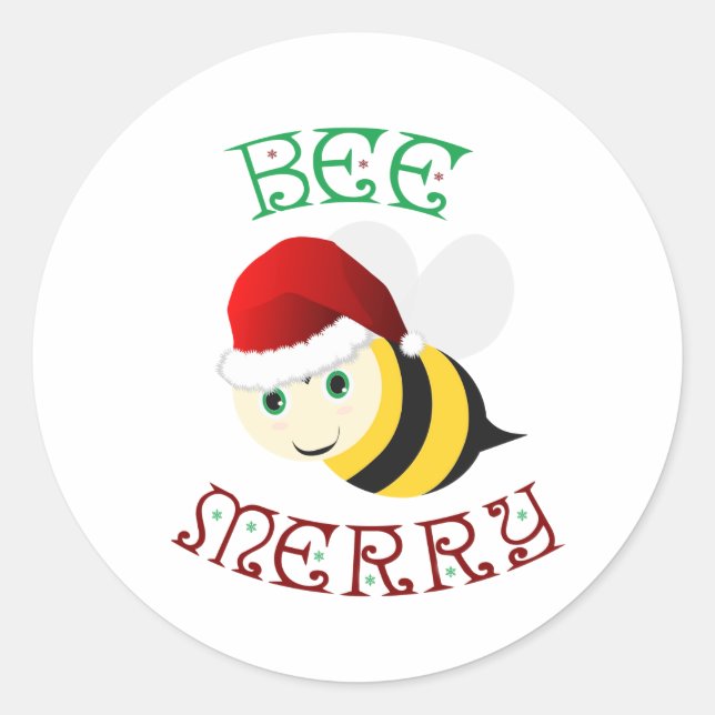 Pegatina Redonda Bee Merry (Anverso)