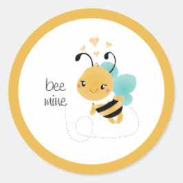 Pegatina Redonda Bee Mine Bumblebee Amarillo Negro