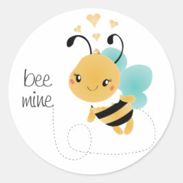 Pegatina Redonda Bee Mine Bumblebee Amarillo Negro