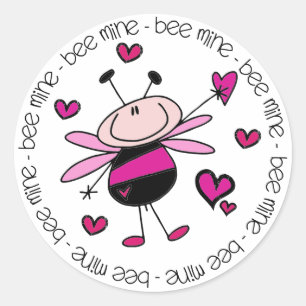 Pegatina Redonda Bee Mine Valentine