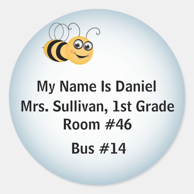 Pegatina Redonda Bee Nametag (Anverso)