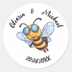Pegatina Redonda Bee on Honey Jars