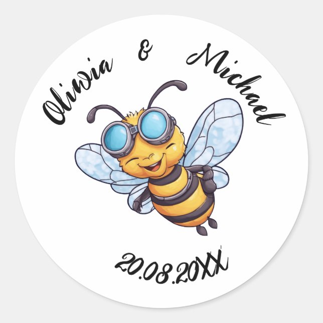 Pegatina Redonda Bee on Honey Jars (Anverso)