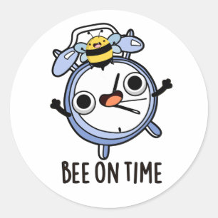 Pegatina Redonda Bee On Time Funny Insect Clock Pun