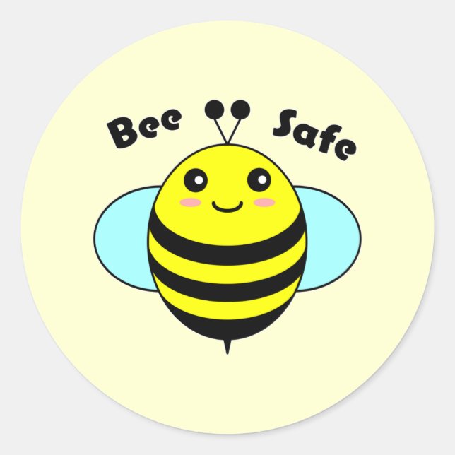 Pegatina Redonda Bee Safe 1 (Anverso)
