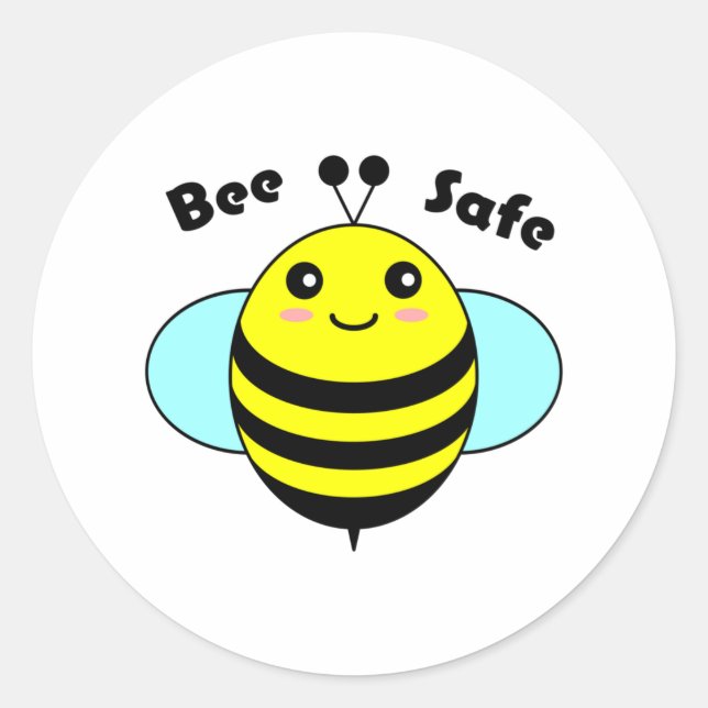 Pegatina Redonda Bee Safe 3 (Anverso)