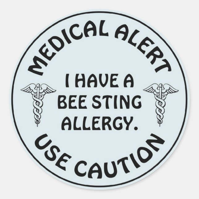 PEGATINA REDONDA BEE STING ALLERGY (Anverso)