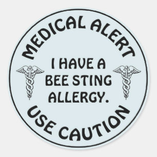 PEGATINA REDONDA BEE STING ALLERGY