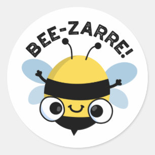 Pegatina Redonda Bee-zarre Funny Bizarre Bee Pun