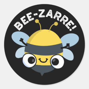 Pegatina Redonda Bee-zarre Funny Bizarre Bee Pun Dark BG