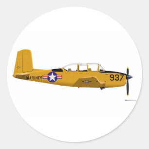 Pegatina Redonda Beech T-34 Mentor