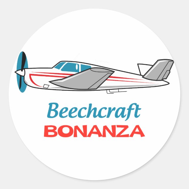 Pegatina Redonda Beechcraft Bonanza (Anverso)
