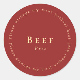 Pegatina Redonda Beef-Free Request Sticker, Dark red