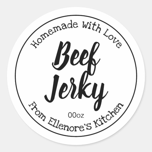 Pegatina Redonda Beef Jerky (Anverso)