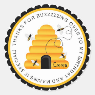 Pegatina Redonda Beehive Bumble abeja Pegatinas a favor del cumplea