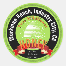 Pegatina Redonda Beehive y Personalizado Ronda texto Honey Jar