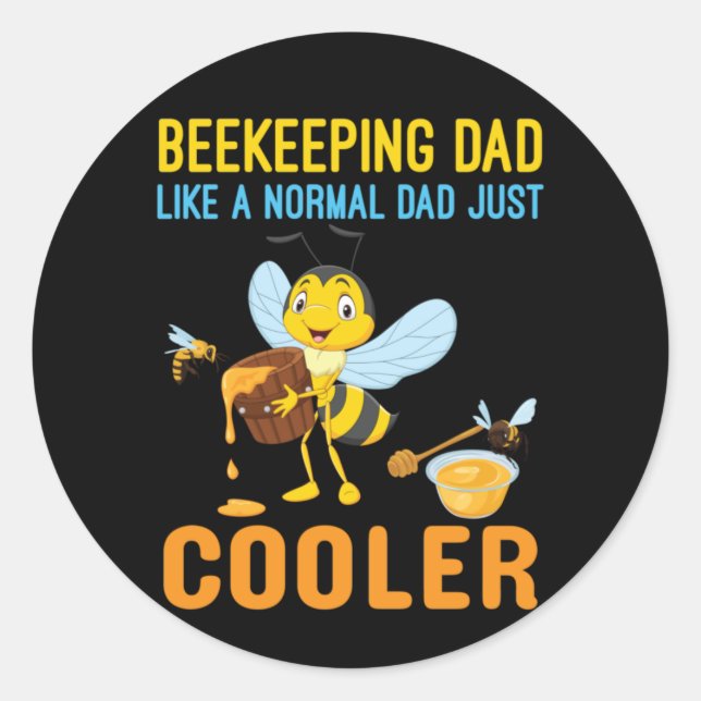 Pegatina Redonda Beekeeper Art BeeKeeping Dad (Anverso)