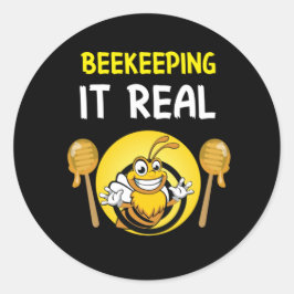 Pegatina Redonda Beekeeper Art BeeKeeping It Real