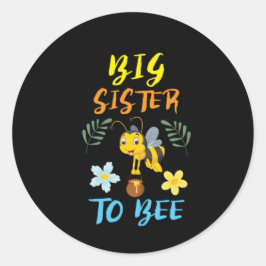Pegatina Redonda Beekeeper Art Big Sister To Bee